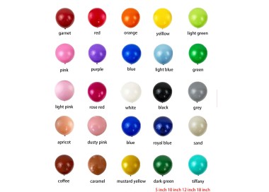 Matte Balloons    5inch	10inch	12inch	18inch