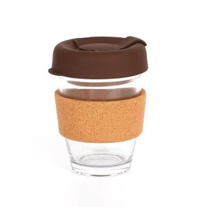 Eco-friendly Custom Cork Sleeve Reusable Glass Tumblers Coffee Cup